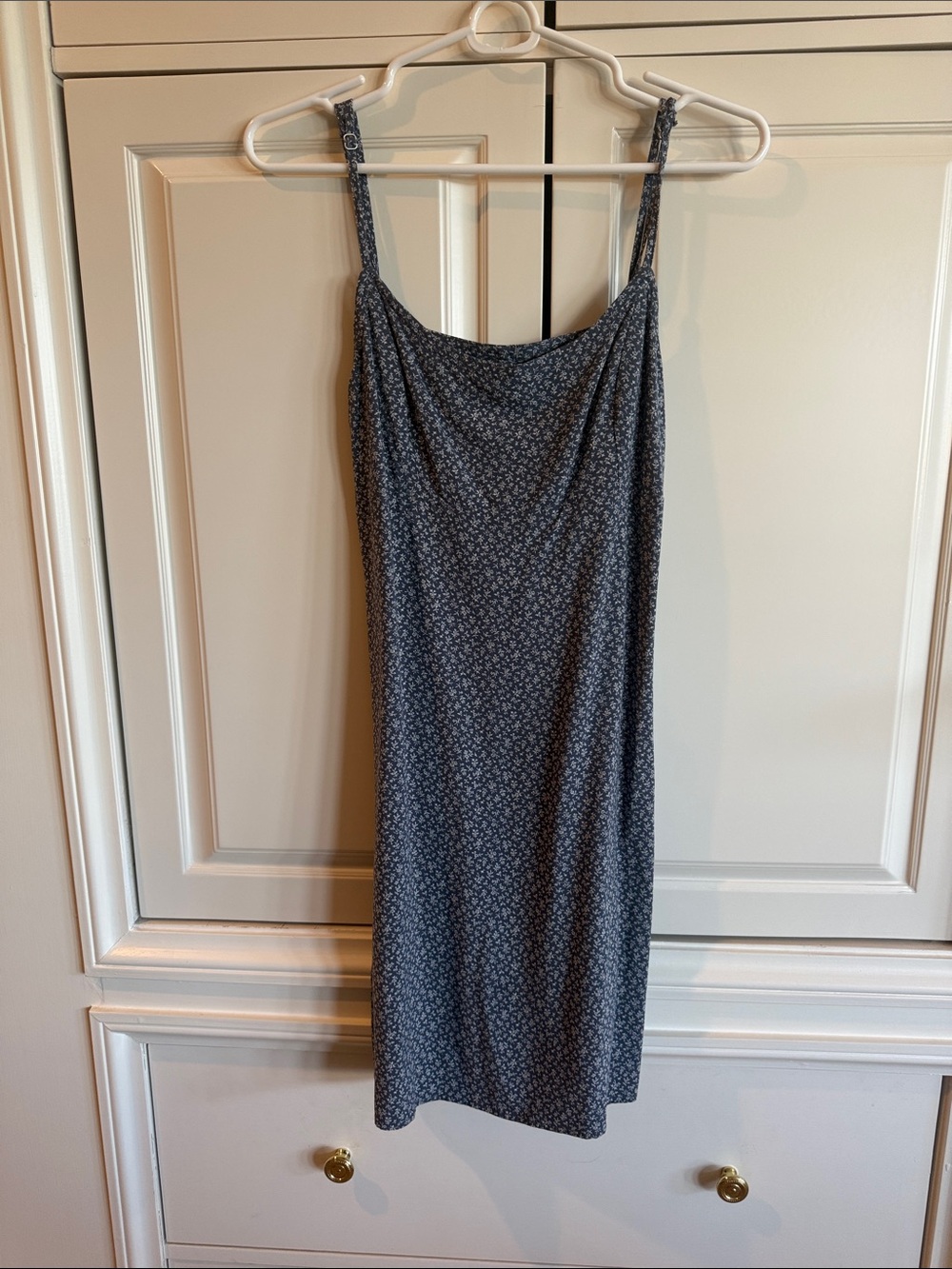 Brandy Melville Navy Micro Floral Slip Midi Dress